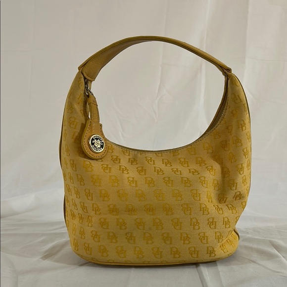 Dooney & Bourke Yellow Canvas Hobo Bag with Textured Design Vintage - Picture 1 of 11